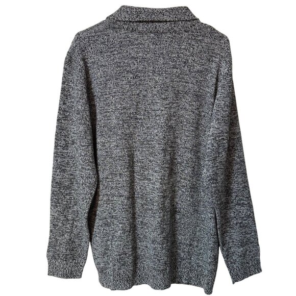 CW Classics Cable Knit Cardigan Sweater Size 1X Textured Zip Up Black White - Picture 2 of 14